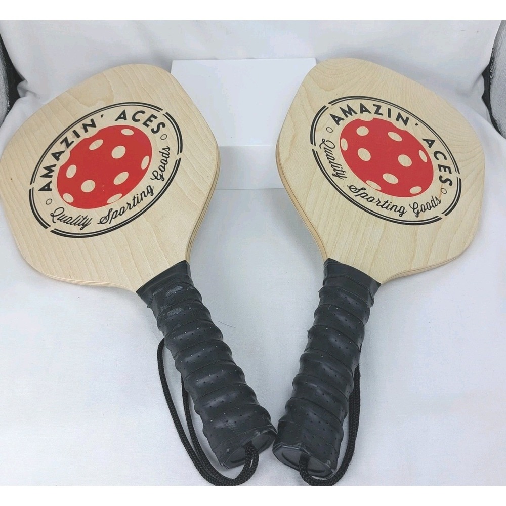 Amazin' Aces Classic Pickleball Set of 2 Wood‎ Paddles 7 1/2"x 15 1/2"